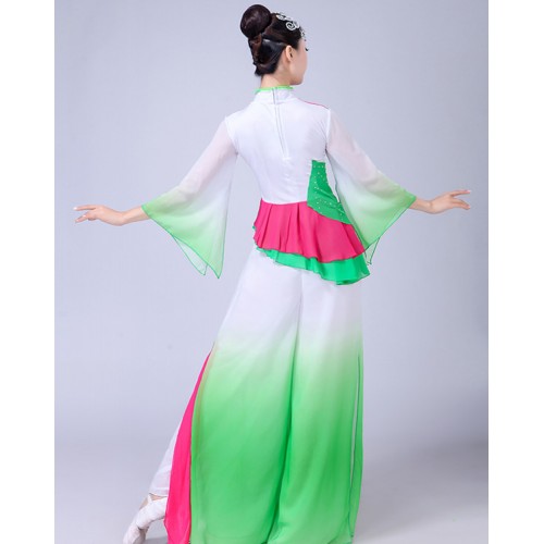 Chinese style folk dance costumes for women ancient traditional classical fan umbrella dance costumes dresses